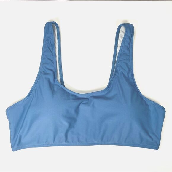 NWT SHEIN 2XL Scoop Neck Blue Bikini Top - Picture 2 of 2